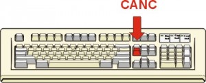 figura di tastiera con evidenziato in rosso il tasto Canc