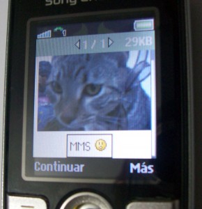 fotografia di uno schermo di un telefonino che sta spedendo un Messaggio Multimediale