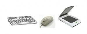 immagine composta da: una tastiera, un mouse e uno scanner