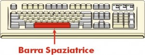 Figura di tastiera con la barra spaziatrice rossa