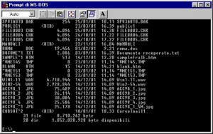 Finestra 'Prompt di MS-DOS' con la console dei comandi DOS