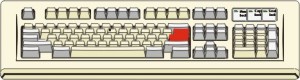 Tastiera con il tasto di invio colorato in rosso