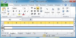 Foglio di Excel con selezionata la riga 2